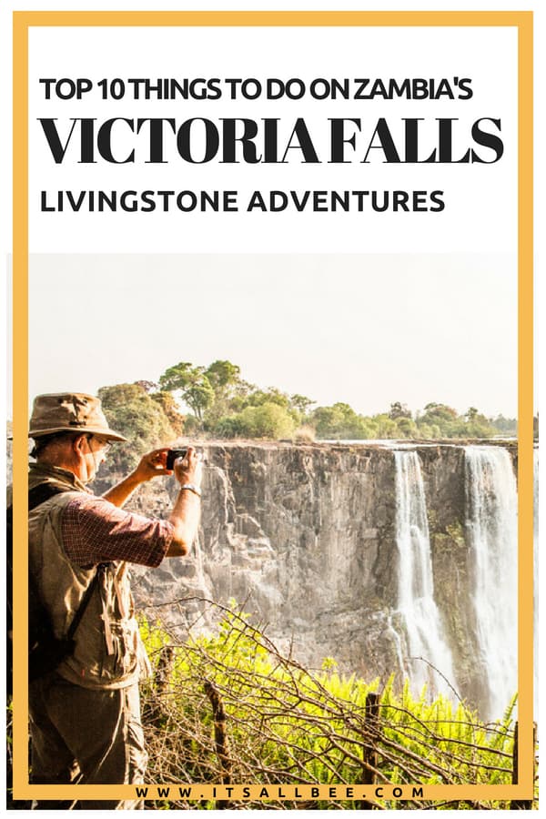 Experience Zambia! Things To Do In Livingstone Victoria Falls Zambia #bungeejumping #itsallbee #africa #traveltips #adventure #microflight #royalvictoriaexpress #devilspool #angelfalls #livingstoneisland #whitewaterrafting #sunsetcruise