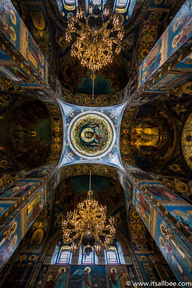 Inside the church of the savior on spilled blood St Petersburg Russia