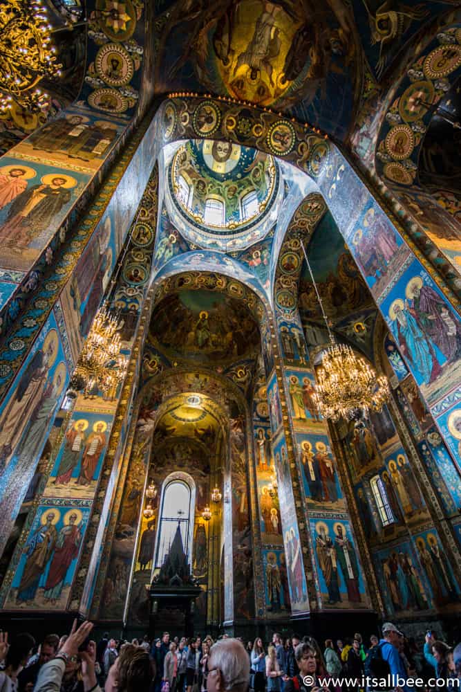 Inside the church of the savior on spilled blood St Petersburg Russia