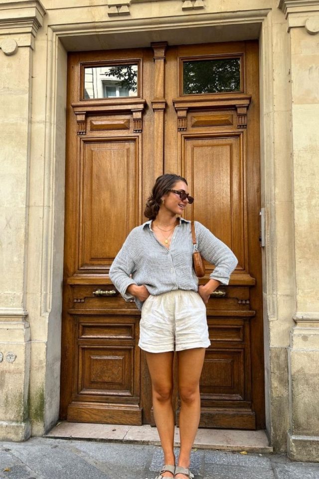 Discover stylish linen shorts outfit ideas perfect for any summer occasion. From brunch to beach days, explore how to mix and match your wardrobe for chic, comfortable looks. Linen Short Outfits, Linen Shorts Outfit, Linen Shorts Outfits,, Summer, Casual, Summer Outfit, Outfit Ideas, Fashion, Summer Aesthetic