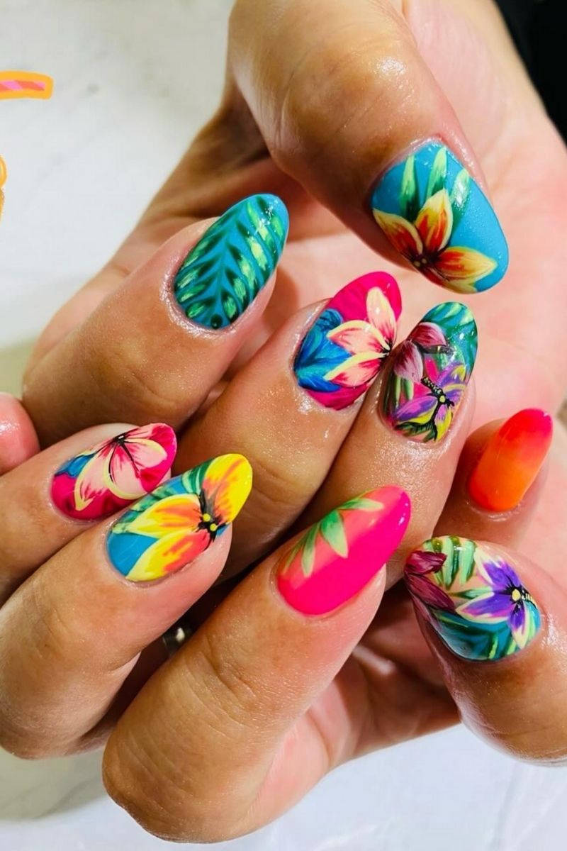 Explore stunning Hawaii nail designs perfect for your tropical getaway! From vibrant neon palms to elegant floral tips, discover chic and playful nail art ideas to elevate your island style. Hawaiian Nails, Hawaii Aesthetic, Hawaii Nails Acrylic, Hawaii Beaches, Hawaiian Vacation Outfits, Styles, Hawaiian Beaches, Hawaiian Trip, Honeymoon, Vacation Clothes, Beach Nail, Short Nail, Inspo, Vacation Nail, Fun, Trendy, Summer Acrylic Nail, Bright Summer Nail, Hawaiian Flowers, Blue, Simple, Nature